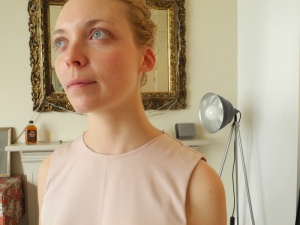 Fitting SS13 - This is Alice our fit model - we mark and pin any changes to the toiles, inbetween lots of tea! 